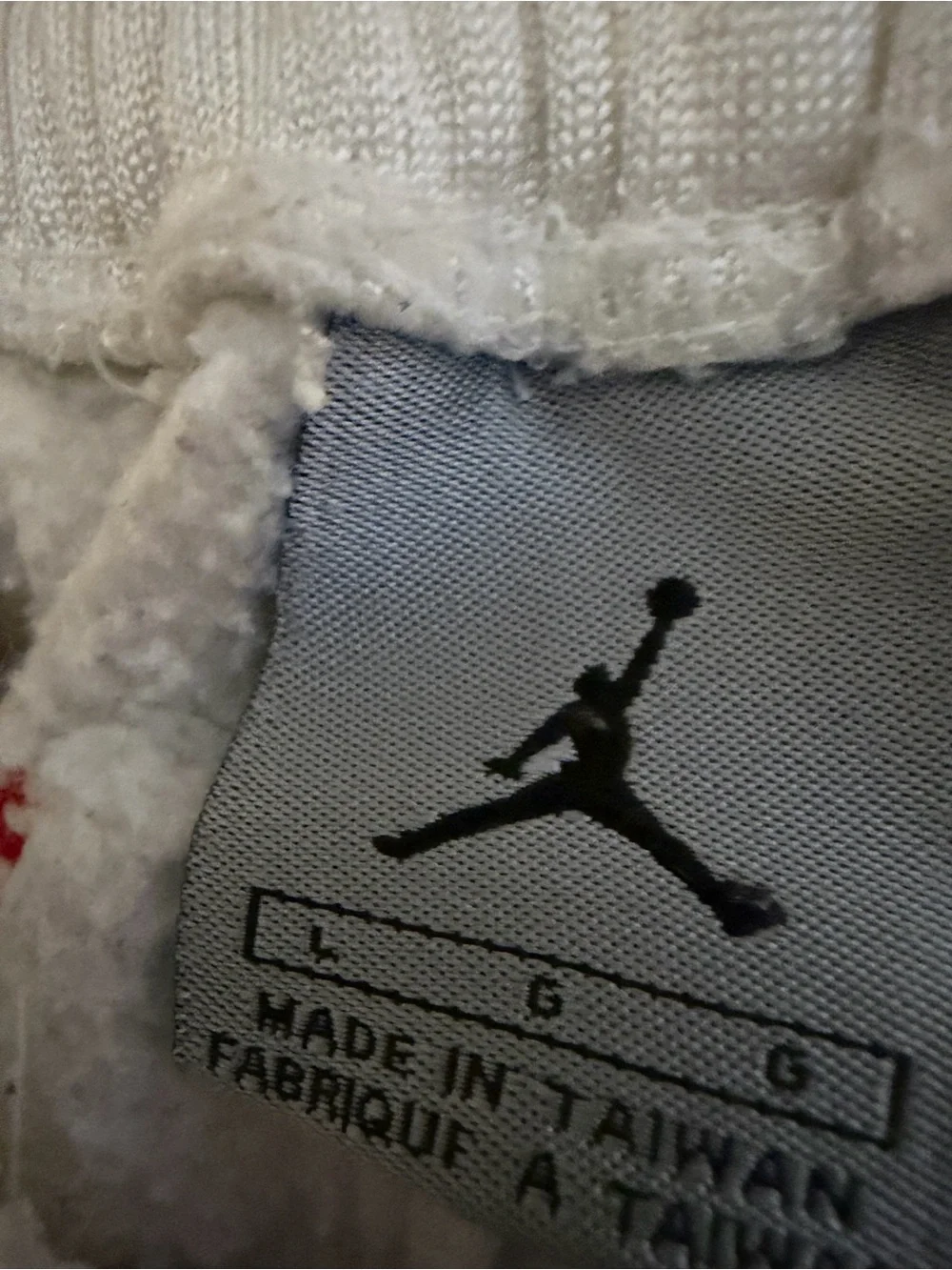 Jordan White Sweatpants with Red Accents